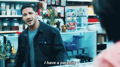 Man In Black Jacket Tells Woman I Have A Parasite GIF