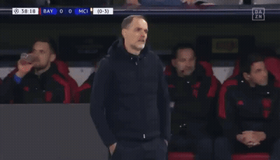 Man In Black Jacket Watching Bayern Vs Man City GIF