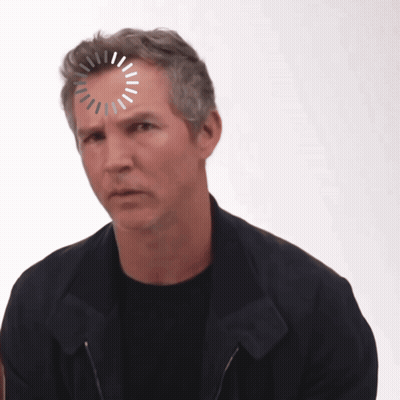 Man In Black Jacket With Loading Bar On Head GIF
