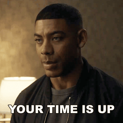 Man In Black Jacket Your Time Is Up GIF