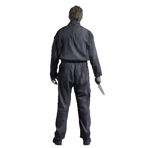 Man In Black Jumpsuit Holding Knife Sticker