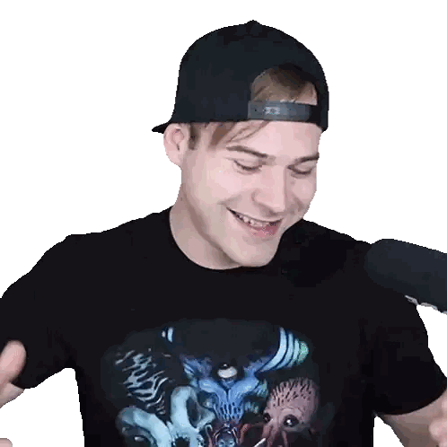 Man In Black Monster T-Shirt Smiling Sticker