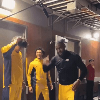 Man In Black Nike Jacket With Lakers Logo GIF