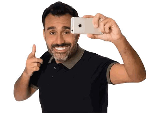 Man In Black Polo Holding IPhone Sticker