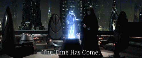 Man in Black Robe Before Glowing Figure