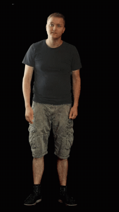 Man In Black Shirt And Grey Shorts GIF