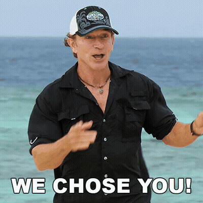Man In Black Shirt And Hat Saying We Chose You GIF