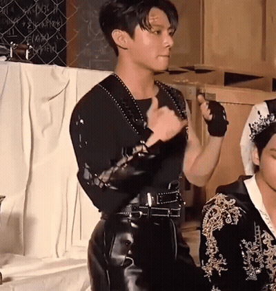Man In Black Shirt And Leather Pants GIF