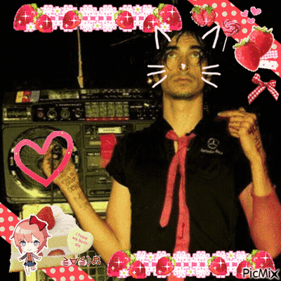 Man In Black Shirt And Pink Tie By Boombox GIF