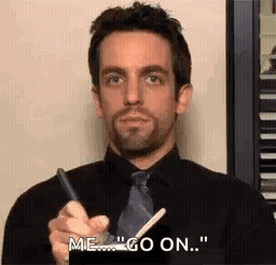 Man In Black Shirt And Tie Saying Me Go On GIF