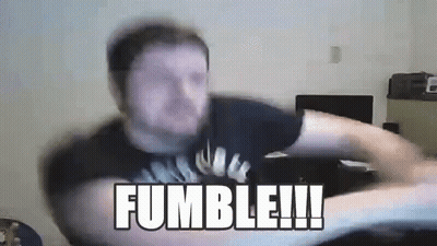 Man In Black Shirt At Computer Saying Fumble GIF