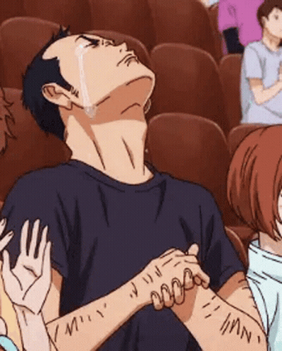 Man In Black Shirt Crying In Theatre GIF