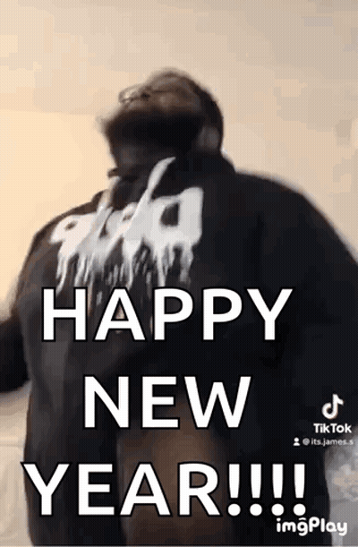 Man In Black Shirt Dancing Happy New Year GIF