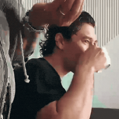 Man In Black Shirt Drinking Coffee GIF