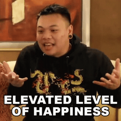 Man In Black Shirt Elevated Level Of Happiness GIF