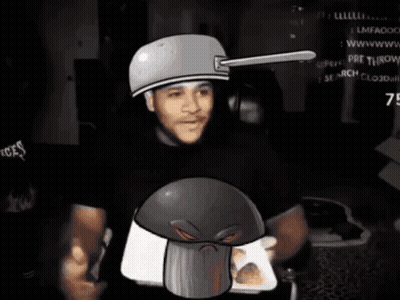 Man In Black Shirt Holding Cartoon Character In Front Of Screen Saying Search Glojow GIF