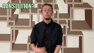 Man In Black Shirt In Front Of Aansluiten Wall GIF