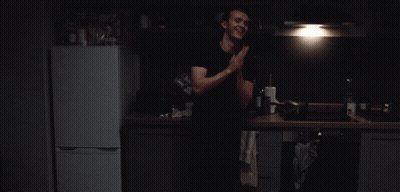 Man In Black Shirt In Kitchen GIF