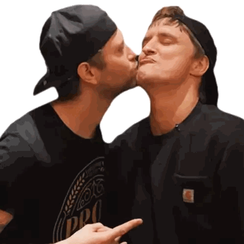 Man In Black Shirt Kissing Another Man Sticker