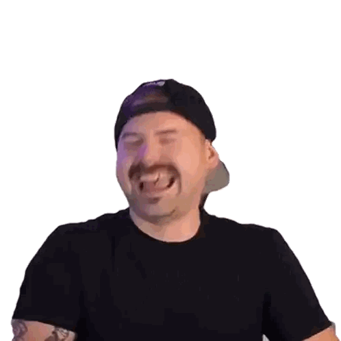 Man In Black Shirt Laughing With Mouth Open Sticker