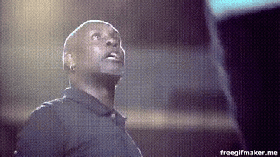 Man In Black Shirt Looking Up At Screen GIF