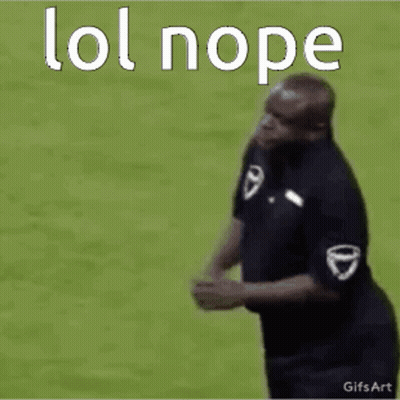 Man In Black Shirt On Soccer Field Saying LOL Nope GIF