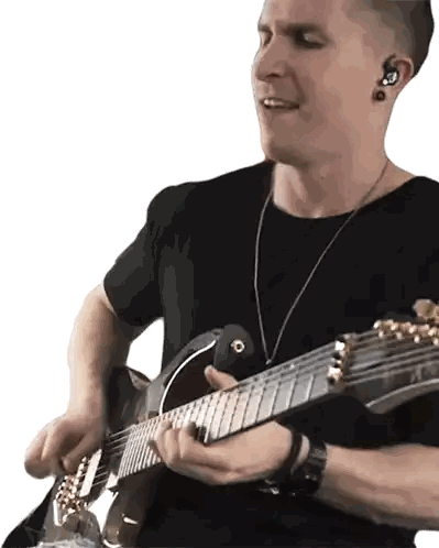 Man In Black Shirt Playing Guitar Sticker
