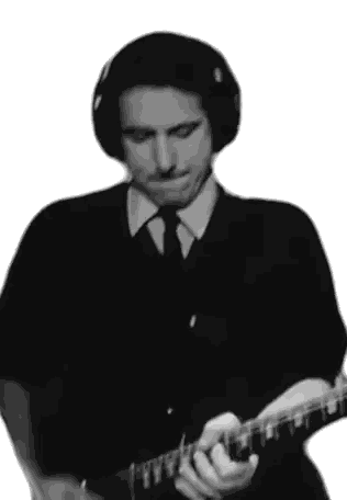 Man In Black Shirt Playing Guitar Sticker