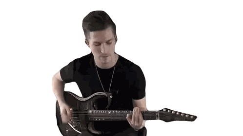 Man In Black Shirt Playing Guitar Sticker