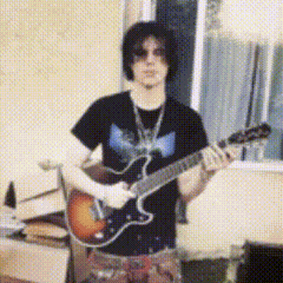 Man In Black Shirt Playing Guitar GIF