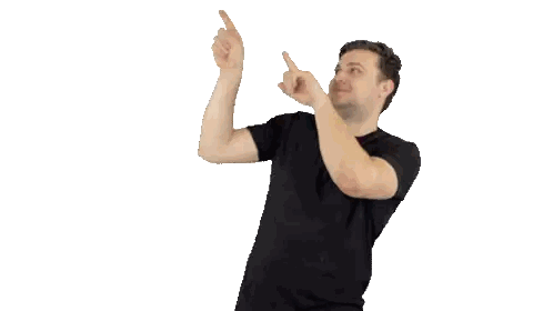 Man In Black Shirt Pointing Up Sticker