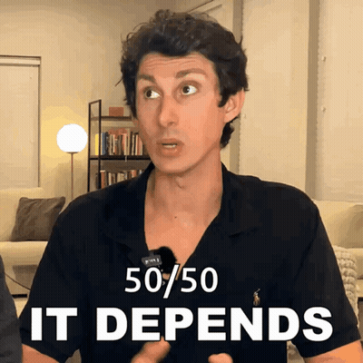 Man In Black Shirt Saying 50/50 It Depends GIF