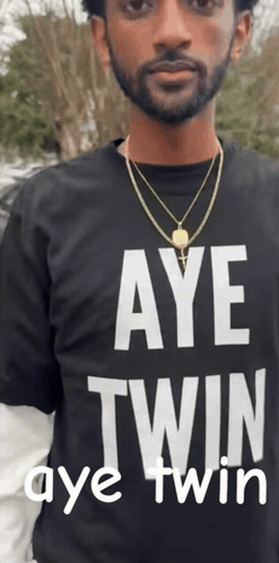 Man In Black Shirt Saying Aye Twin Aye Twin GIF
