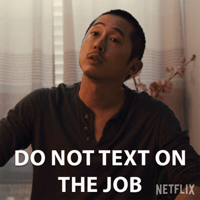 Man In Black Shirt Saying Do Not Text On The Job GIF