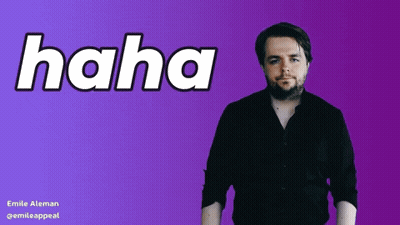 Man In Black Shirt Saying Haha On Purple Background GIF