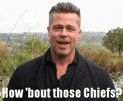 Man In Black Shirt Saying How Bout Those Chiefs GIF