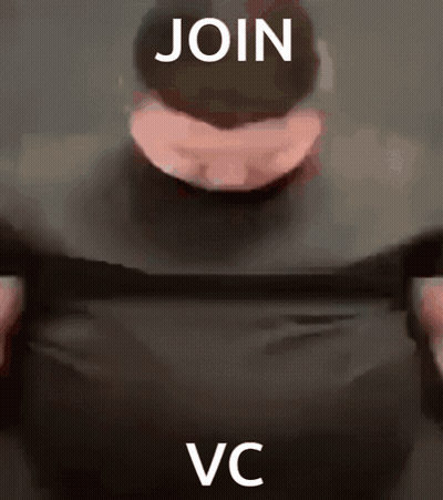 Hombre de camisa negra diciendo Únete a VC GIF