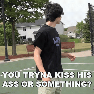 Man In Black Shirt Saying Loft On Basketball Court GIF