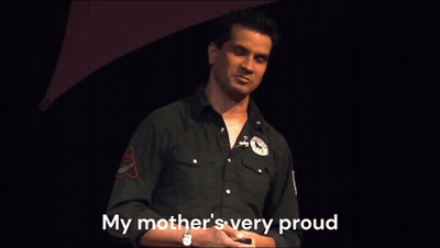 Man In Black Shirt Saying My Mother's Very Prone GIF