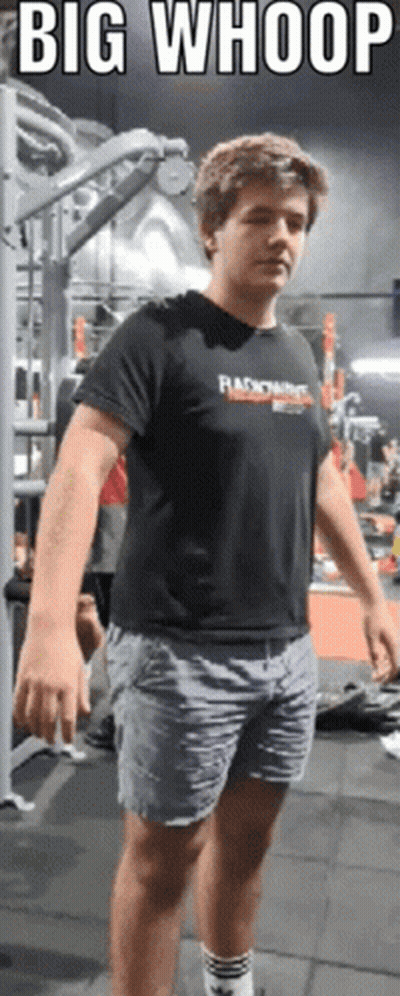 Man In Black Shirt Saying Radioactive In Gym GIF