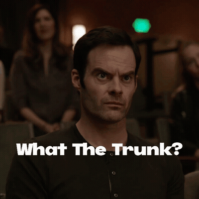 Man In Black Shirt Saying What The Trunk GIF