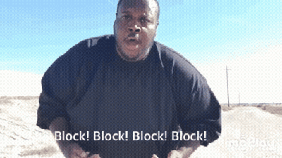 Man In Black Shirt Says Block GIF