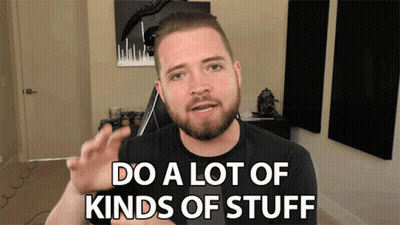 Man In Black Shirt Says Do A Lot Of Kinds Of Stuff GIF