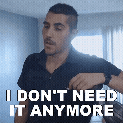 Man In Black Shirt Says I Don't Need It Anymore GIF