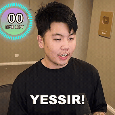 Man In Black Shirt Says Yessir With Timer Saying 00 Time Left GIF