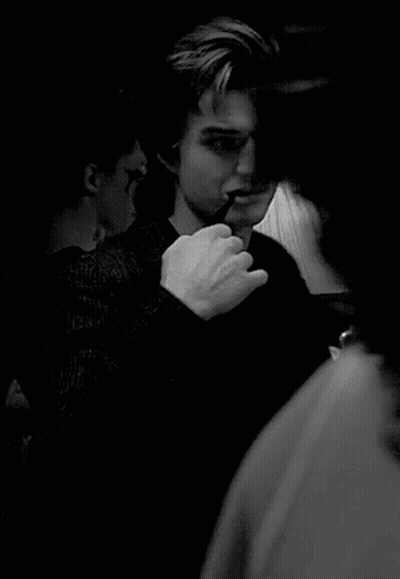 Man In Black Shirt Smoking Pipe Black And White GIF