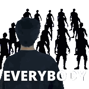 Man In Black Shirt Surrounded By Zombies Sticker