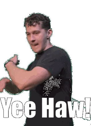 Man In Black Shirt Waving Yee Haw Sticker