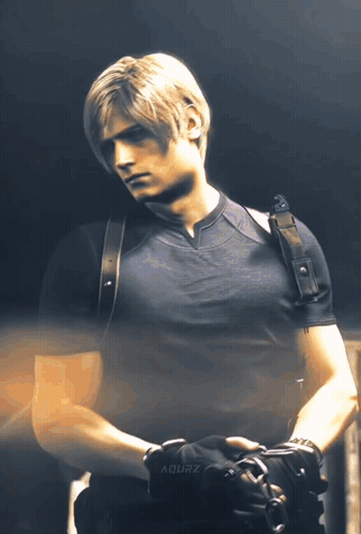 Man In Black Shirt With Aqurz On Glove GIF