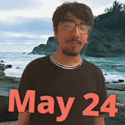 Man in Black Shirt with May 24